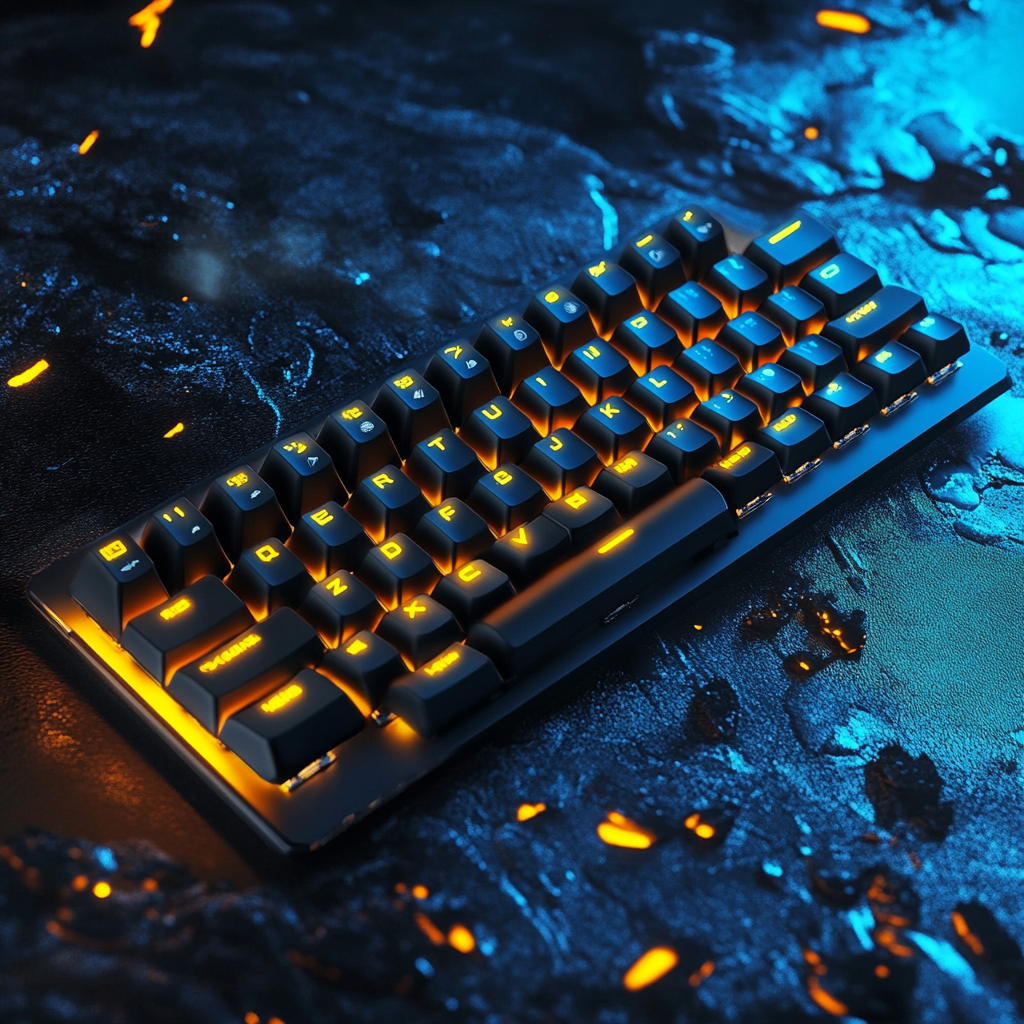 Keyboart in geel/blauwe kleur